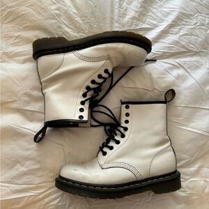 White and black leather Dr martens
